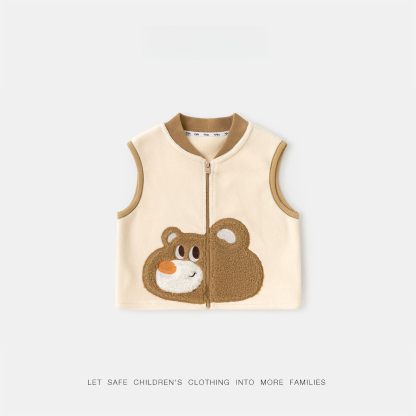 兒童萌娃保暖加絨馬甲背心