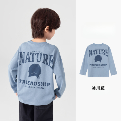 春秋款男童字母印花棉長袖