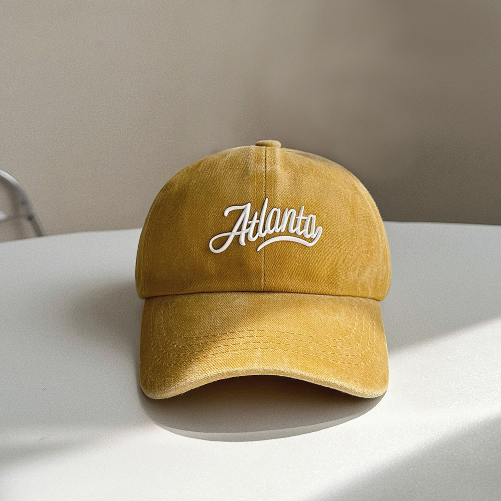 兒童字母水洗做舊鴨舌帽