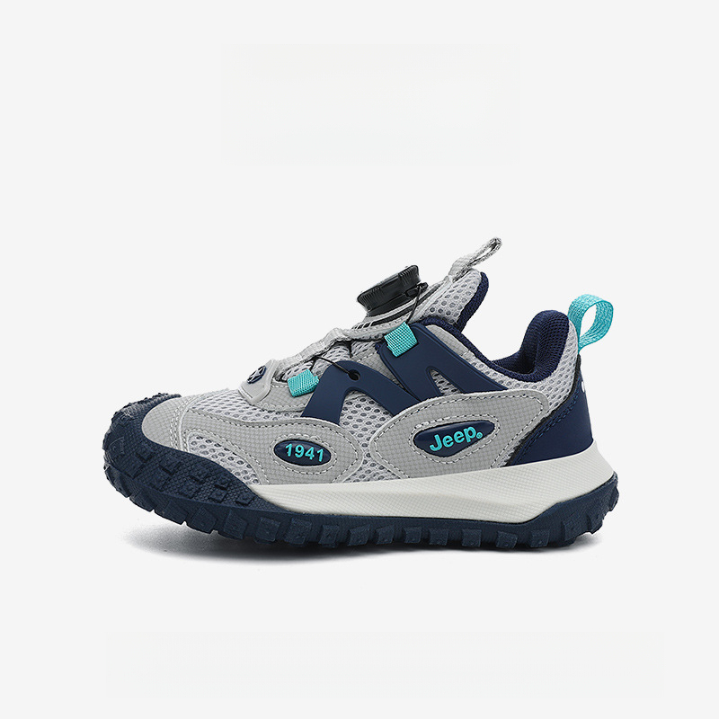 男童夏季旋轉紐扣網面透氣休閒運動鞋