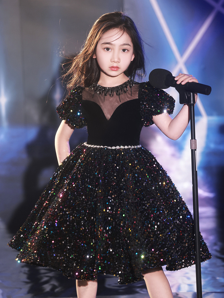 女童亮片晚禮服演出服