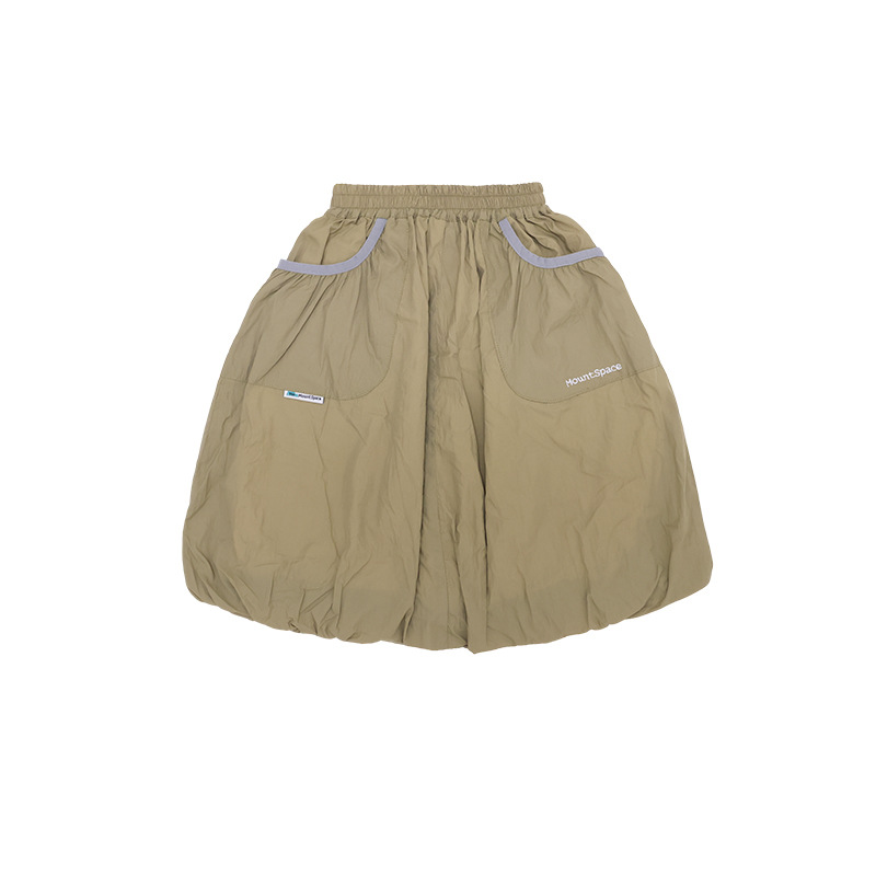 女童春季戶外速乾透氣大口袋鬆緊腰花苞裙