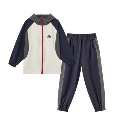 春秋款男童拼色軟殼外套褲子套裝