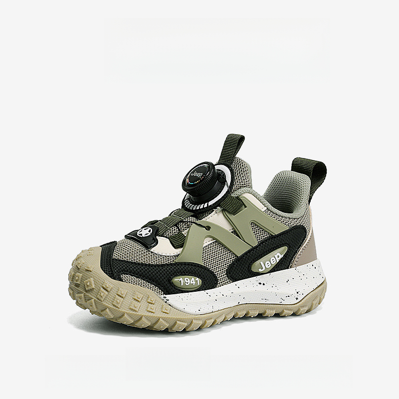 男童夏季旋轉紐扣網面透氣休閒運動鞋