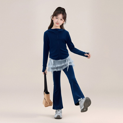 女童春季高彈修身速乾瑜伽服套裝