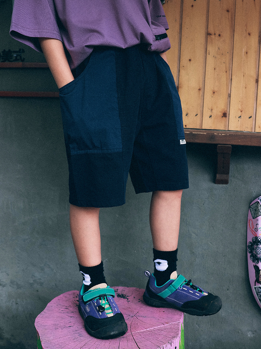 兒童夏季日系重磅復古水洗棉短褲