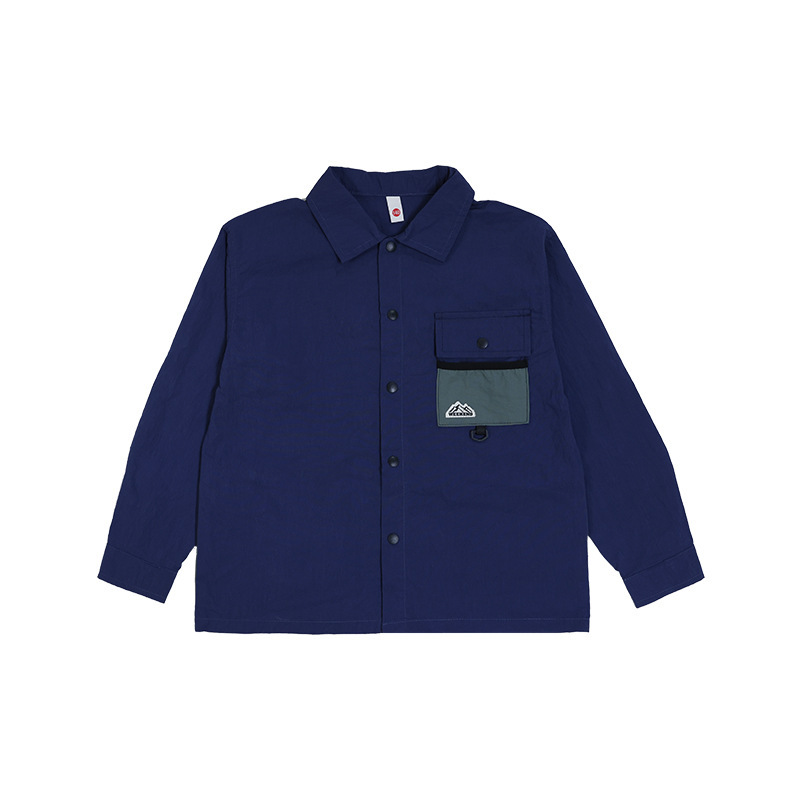 秋季男童撞色拼接工裝襯衣