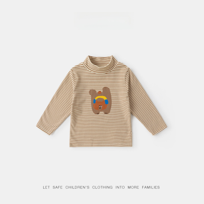 兒童趣味半高領秋季長袖打底T恤