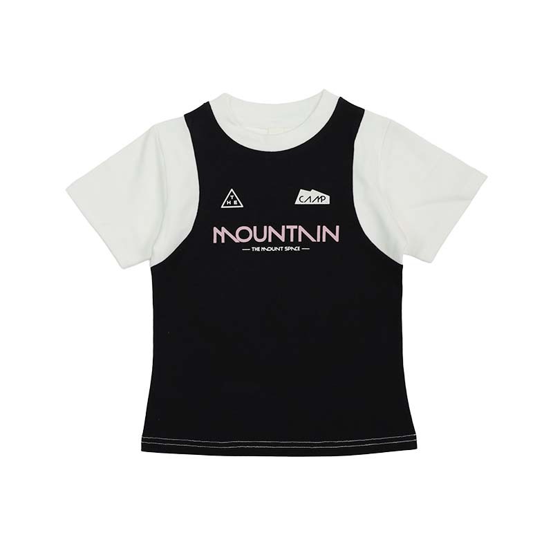 兒童修身款拼色透氣短袖t恤親子裝