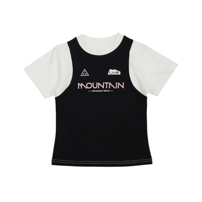 兒童修身款拼色透氣短袖t恤親子裝