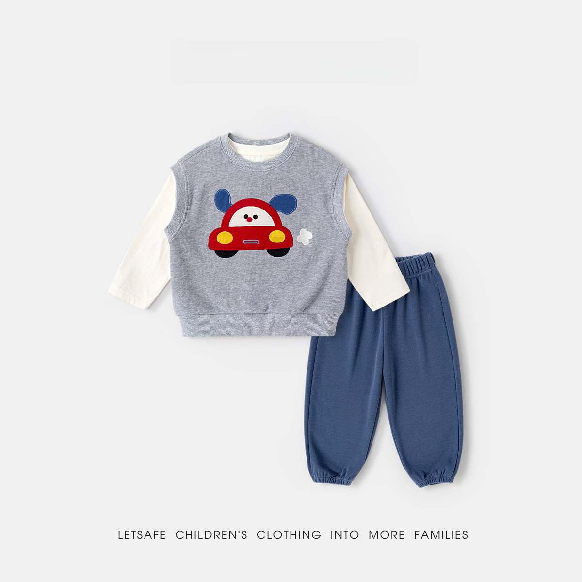 春季兒童馬甲T恤褲子三件套