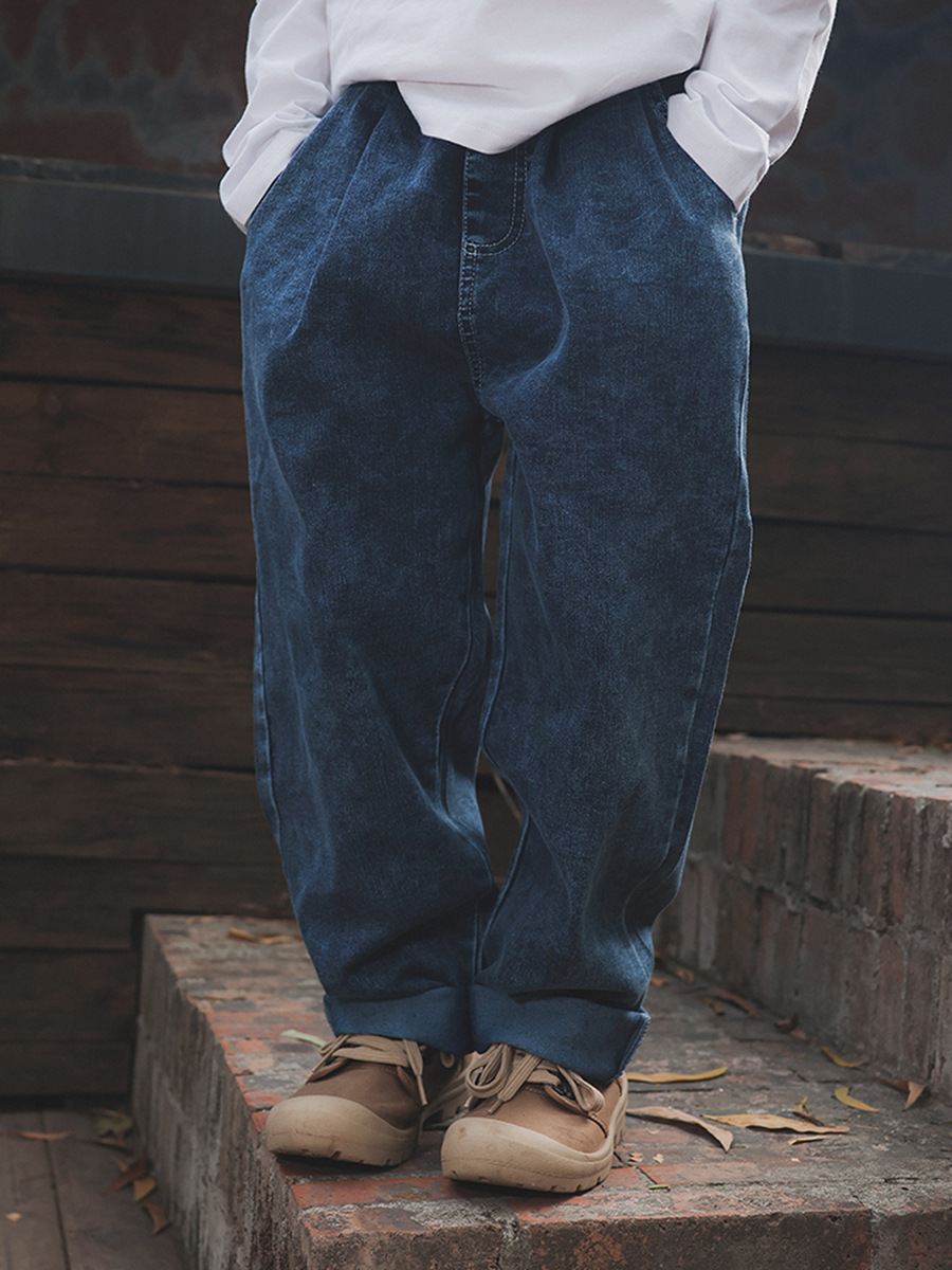 兒童寬鬆直筒牛仔褲