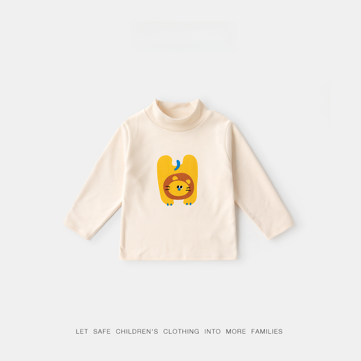 兒童趣味半高領秋季長袖打底T恤