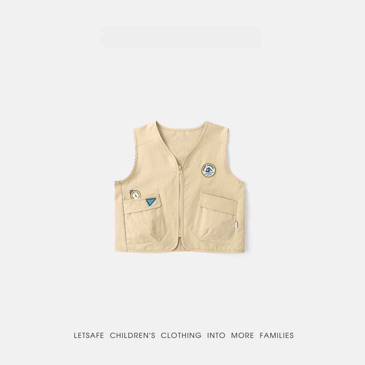 春季兒童純棉露營風馬甲工裝