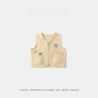 春季兒童純棉露營風馬甲工裝