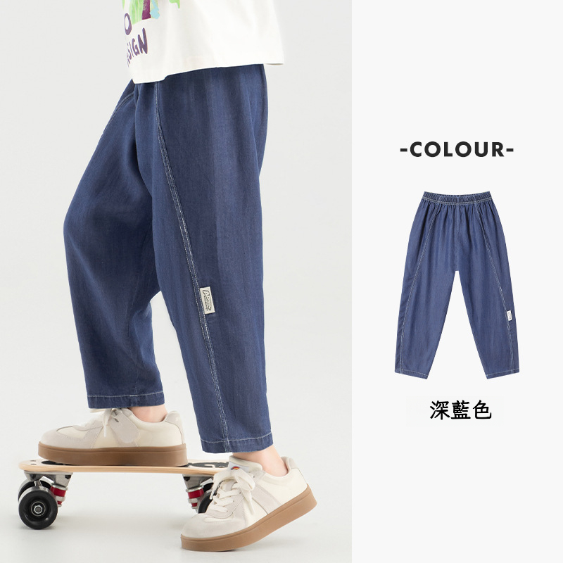 男童夏季天絲仿牛仔萊賽爾休閒褲