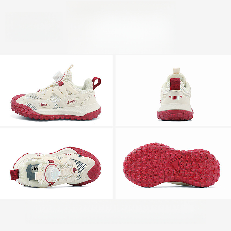 男童夏季旋轉紐扣網面透氣休閒運動鞋