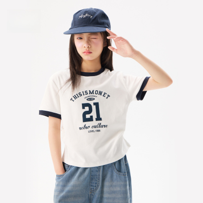 女童夏季字母印花短袖T恤