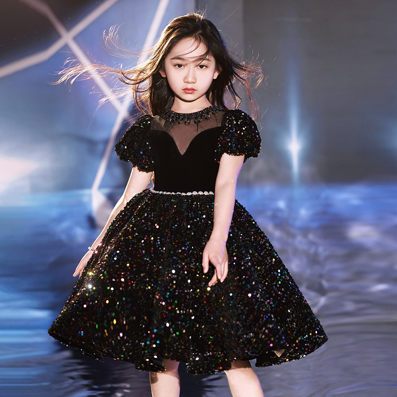 女童亮片晚禮服演出服