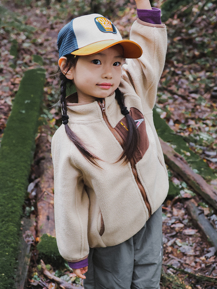 秋冬兒童搖粒絨外套立領上衣