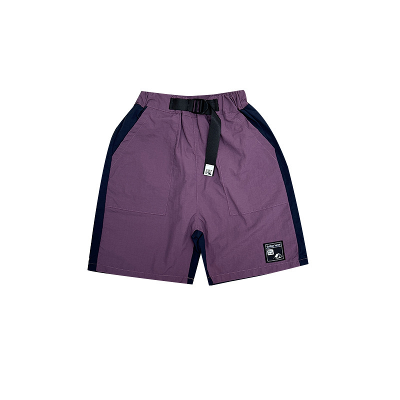 撞色寬鬆速乾五分褲