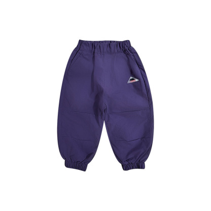 兒童山系撞色口袋束腳工裝機能褲