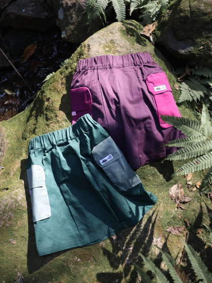 女童山系薄款撞色口袋涼感工裝裙子