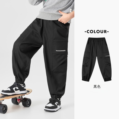 春秋男童洋氣戶外休閑工裝褲