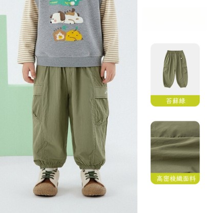 兒童春季戶外風梭織工裝褲
