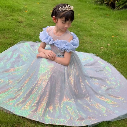 兒童輕奢紫色禮服裙