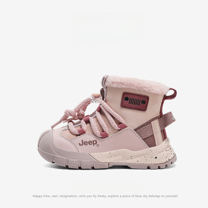 兒童冬季加絨棉靴皮毛一體