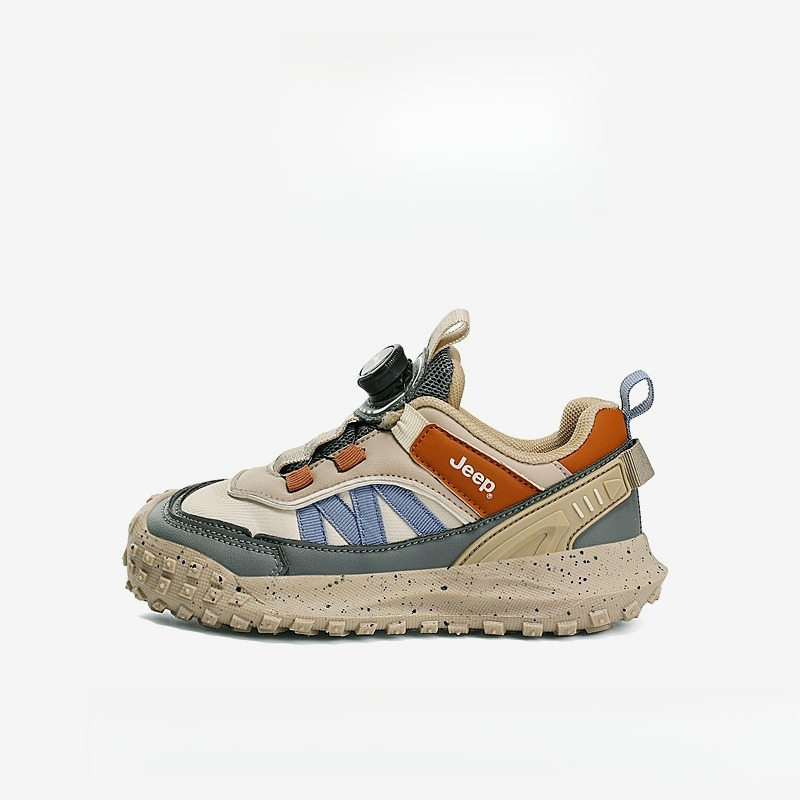 兒童春秋紐扣防滑登山跑步鞋