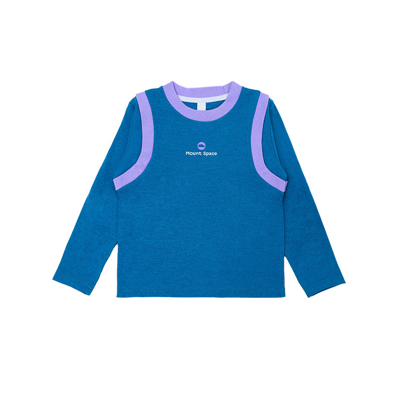 親子裝女童春季假兩件修身長袖打底衫T恤