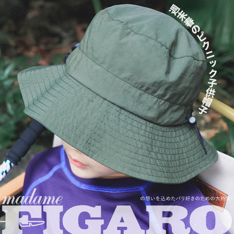 兒童春季輕薄透氣大帽簷防曬遮陽速乾漁夫帽