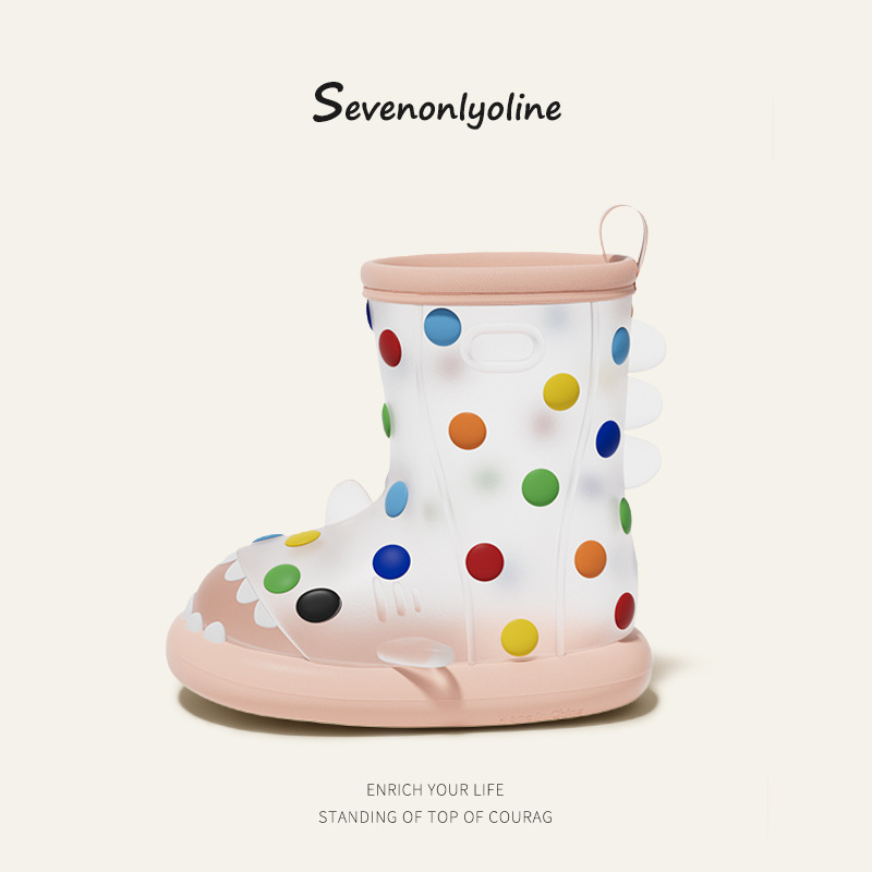 波點彩虹豆兒童雨靴