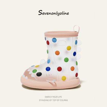 波點彩虹豆兒童雨靴