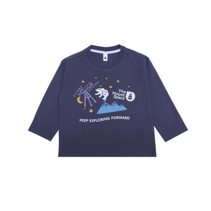 中大童女童春季戶外圓領長袖T恤打底衫