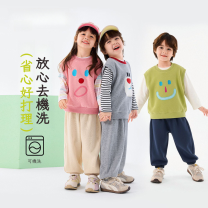 春季兒童新款時髦馬甲T恤褲子三件套