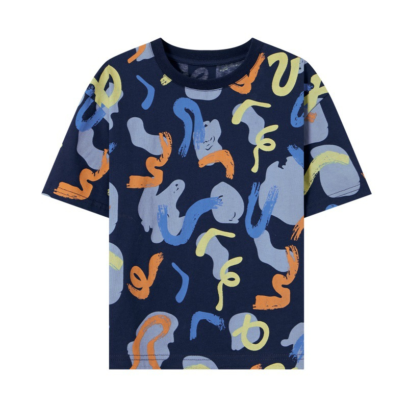 夏季男童花版滿印百搭舒適軟糯冰感短袖