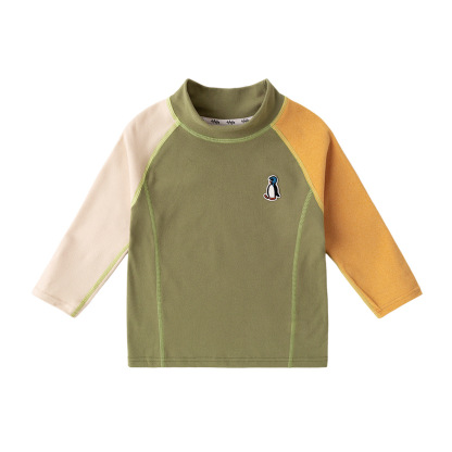 兒童秋冬拼色打底衫