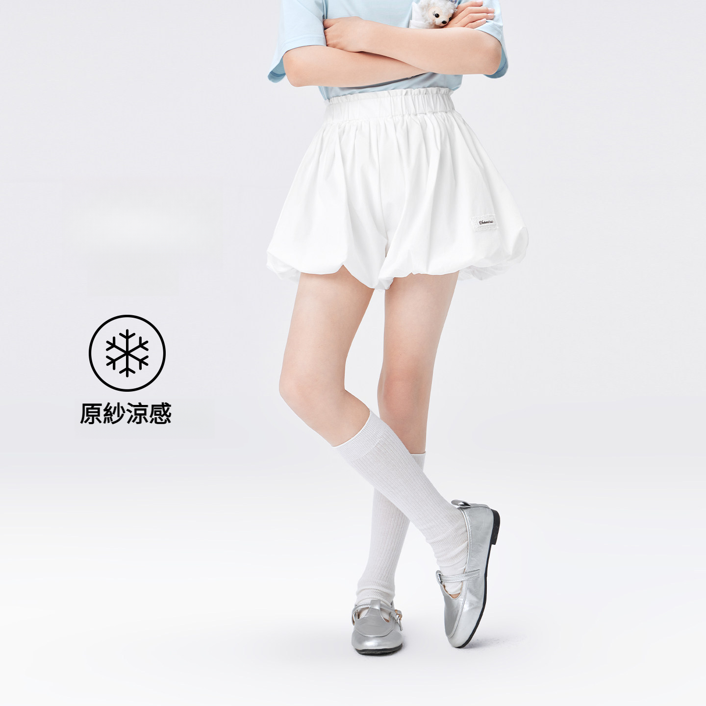 女童條紋polo領針織涼感冰絲短袖t恤