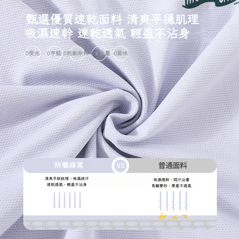 女童速乾涼感蜂窩短袖運動T