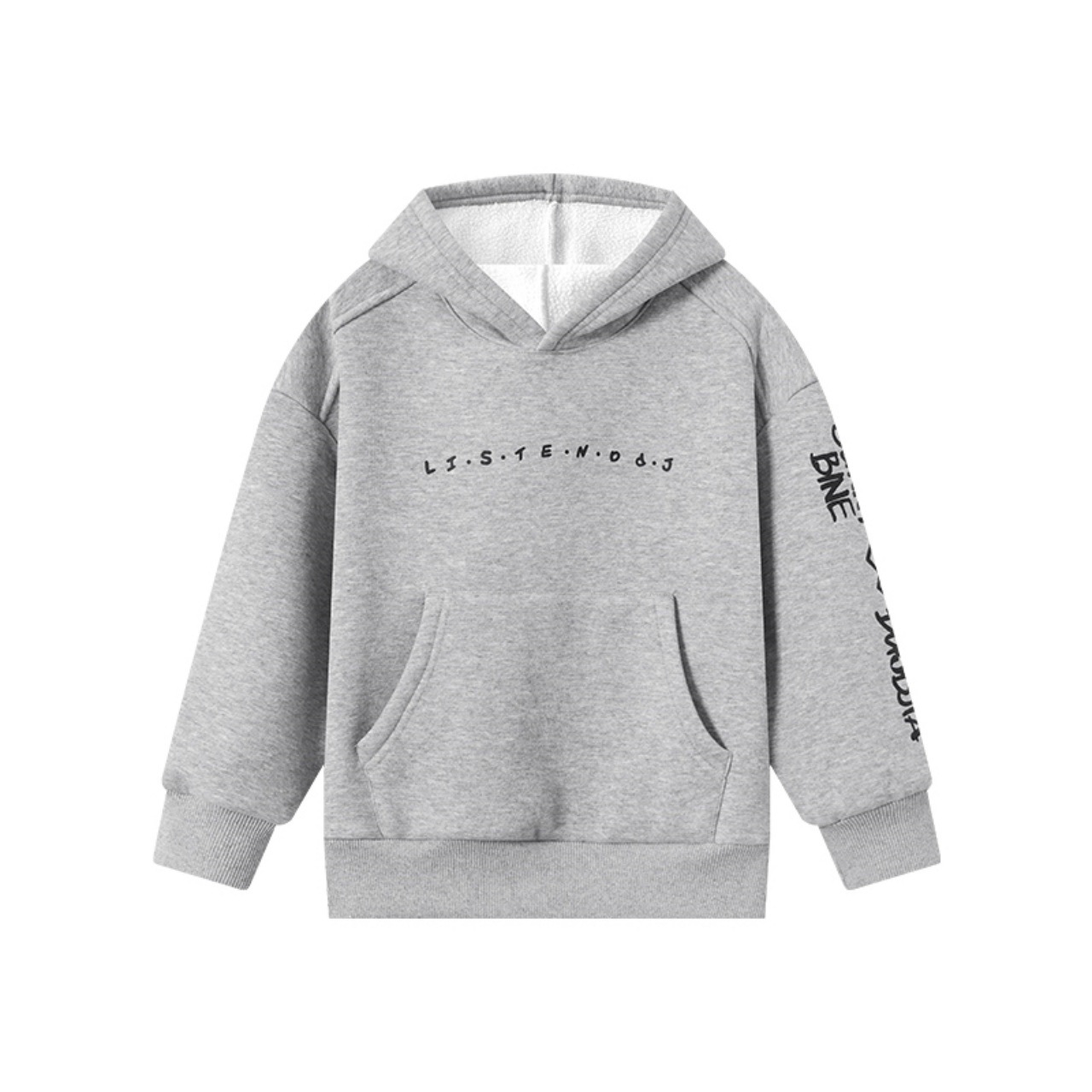 男童秋冬一體絨保暖帽衫衛衣