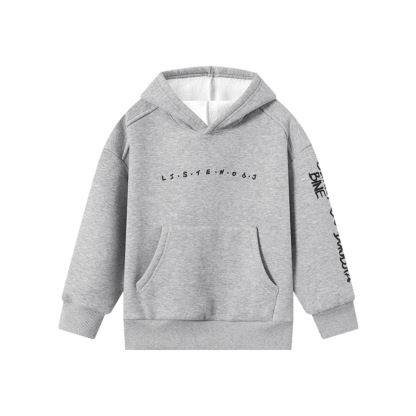 男童秋冬一體絨保暖帽衫衛衣