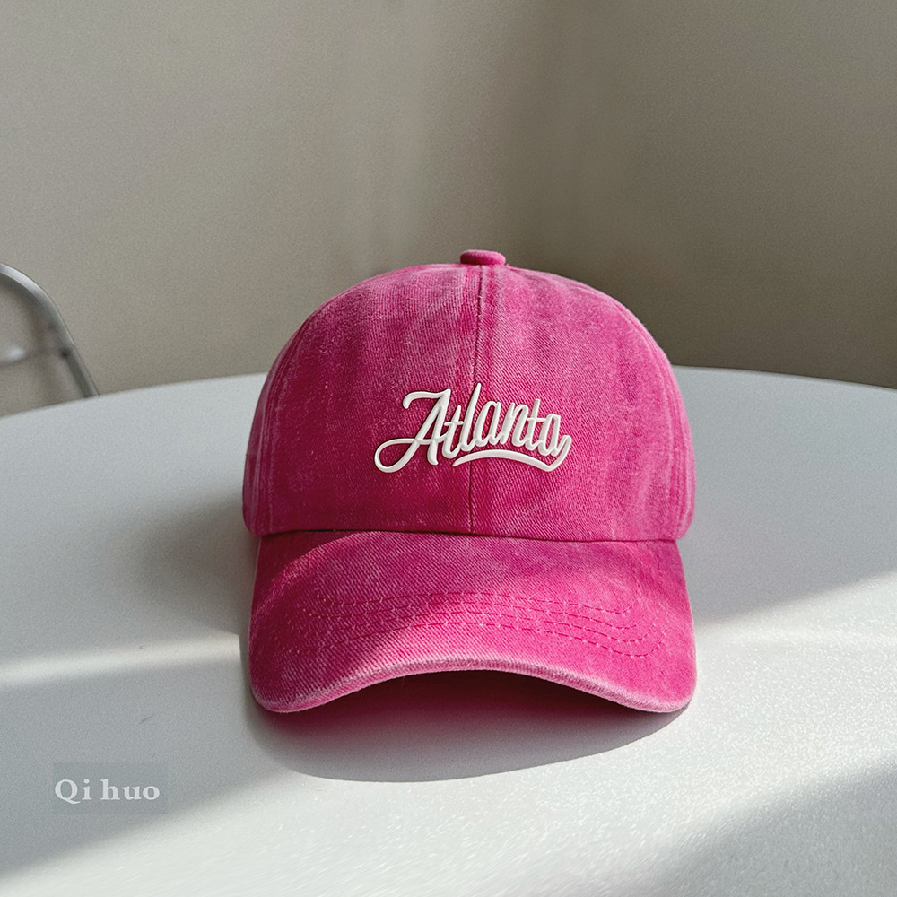 兒童字母水洗做舊鴨舌帽