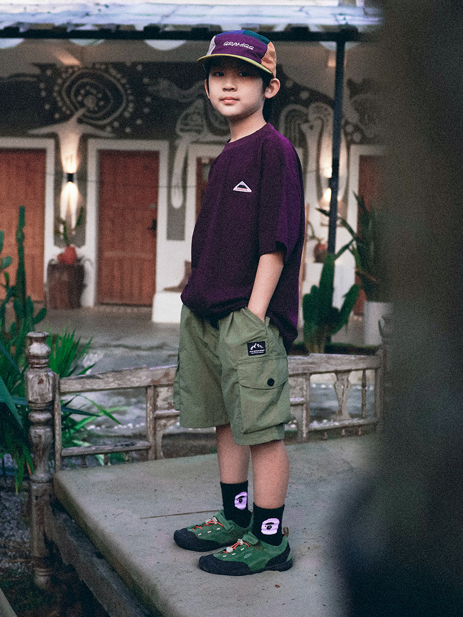 兒童戶外梭織工裝短褲