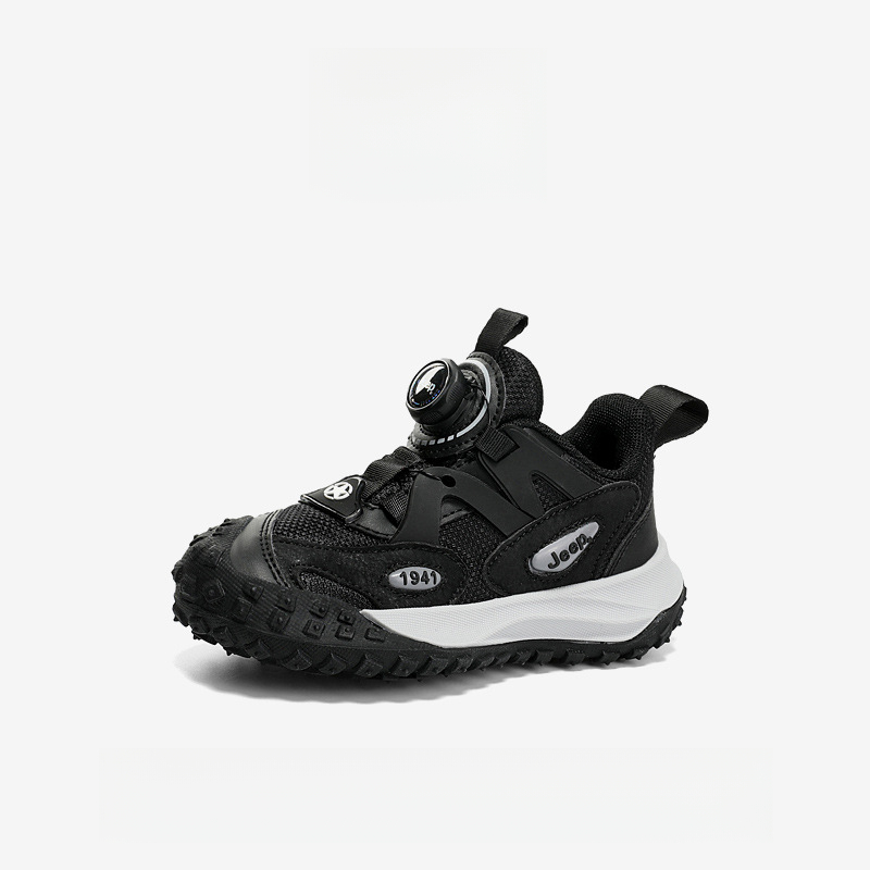 男童夏季旋轉紐扣網面透氣休閒運動鞋