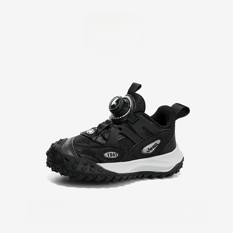 男童夏季旋轉紐扣網面透氣休閒運動鞋