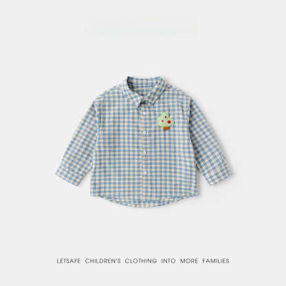 春季童裝新款格子襯衣