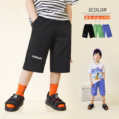 夏季男童純棉寬鬆六分休閑運動軟彈短褲